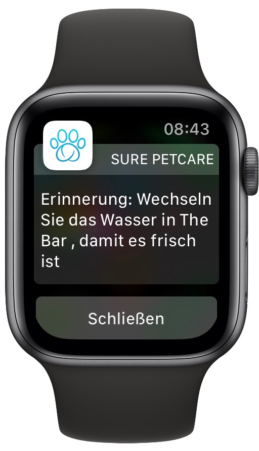 Sure Petcare App Nachricht Apple Watch